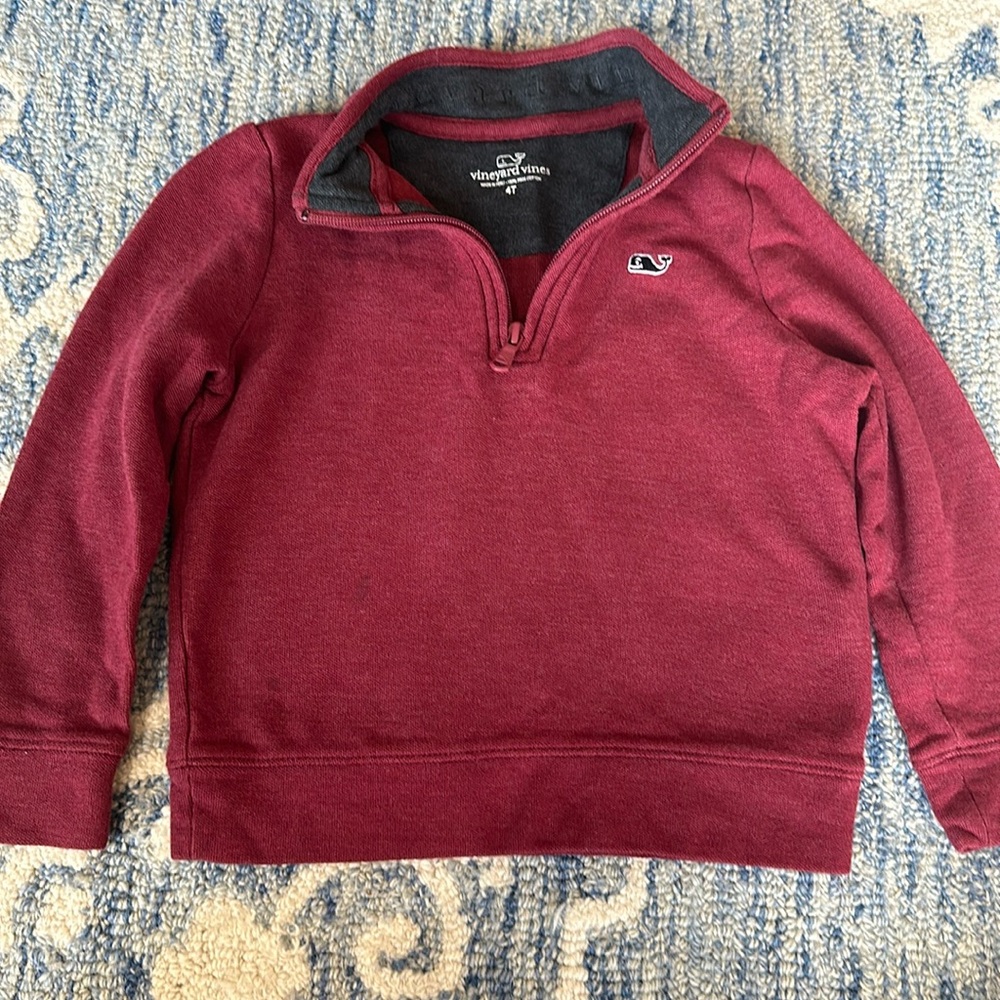 Vineyard Vines 1/4 zip maroon pullover boys 4T